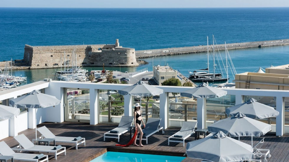 Aquila Atlantis Hotel - Roof Top Pool view at the Harbour