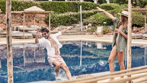  Minos Beach - Art hotel couples having  fun at main pool 