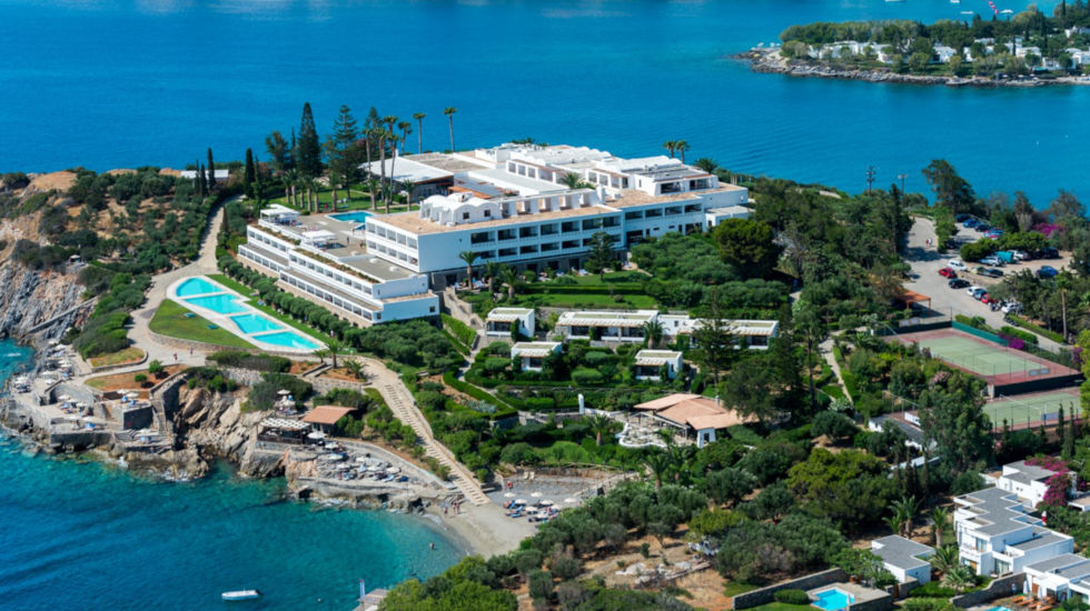 Minos Palace Hotel and suites aerial view 
