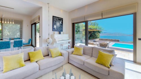  Elounda White Pearl - Living area with direct access to the pool 