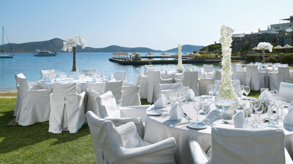Porto Elounda Wedding dinner by the Aegean Sea
