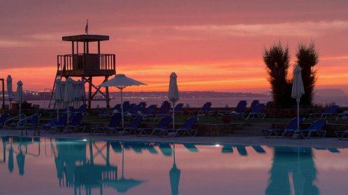  Kernos Beach Hotel & Bungalows  - Pool & Beach at sunset 
